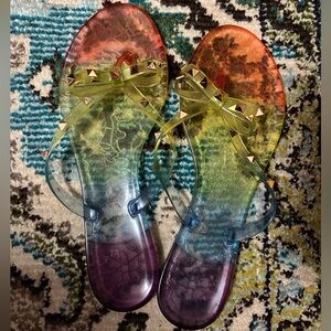 Fashion Nova thick jelly rainbow 🌈 sandals